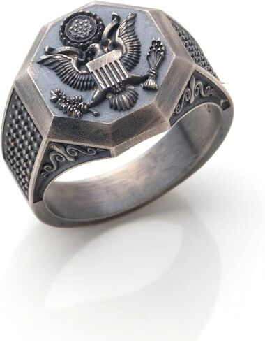 American Eagle Signet Ring, 925K Sterling Silver Patriotic Ring, 0.019 lbs, 0,55 x 0,55 Inch, Great Seal of the US Ring, Best US Army Gift, National Emblem Jewelry in Saudi Arabia