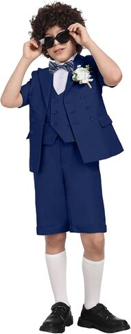 الأولاد بدلة أطفال قصيرة بدلة توكسيدو 6 أجهزة كمبيوتر ملابس ملابس قصيرة الأكمام خاتم الزفاف الدب سترة سترة قميص مع ربطة عنق in Kuwait