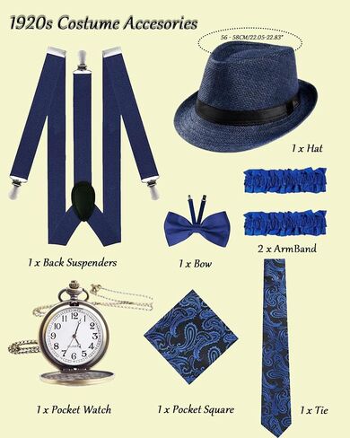 kasahara 1920s Mens Costume Roaring 20s Outfit for Men Gangster Costume Accessories Dress Shirt Vest Fedora Hat 1920s Outfit in Saudi Arabia