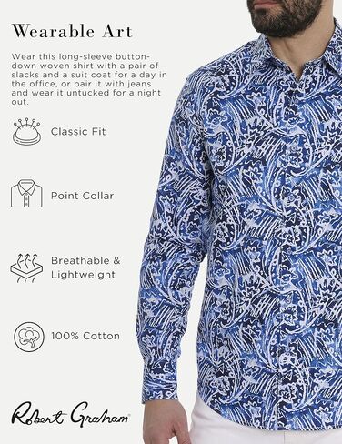 Robert Graham Men's Arches Long Sleeve Woven Shirt in Saudi Arabia
