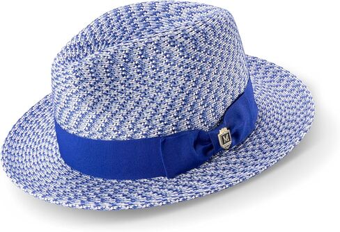 Montique H-96 Men's Porkpie Hat-تصميم خفيفة الوزن كلاسيكية مضفر ، 1 ¾ "حافة ، شريط شريط التوقيع in Kuwait