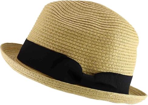 Trendy Apparel Shop Men's Toyo Paper Braid Upturn Brim Summer Fedora Hat in Saudi Arabia