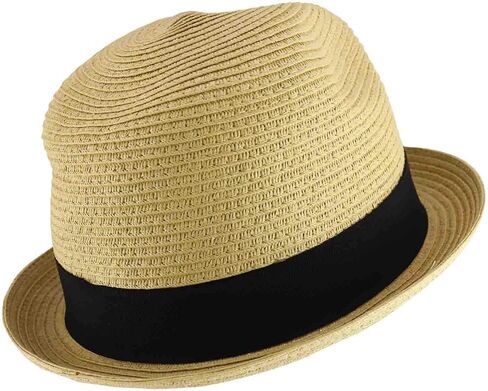 Trendy Apparel Shop Men's Toyo Paper Braid Upturn Brim Summer Fedora Hat in Saudi Arabia