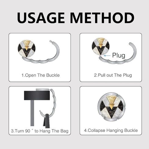 Foldable Purse Hook for Table, Purse Hanger for Table, Desk Bag Hook, Desk Purse Hook, Purse Holder for Table - Compact Portable Multi-Use Design, Aluminum Alloy Handbag Hanger, 3 Pcs (Style A) in Kuwait
