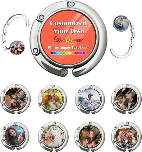 Personalized Purse Hooks Customized Graphics and Text Handbag Hangers Portable and Foldable Custom Unique Bag Hook for Men Mother Girlfriend Women Gifts, Black in Saudi Arabia