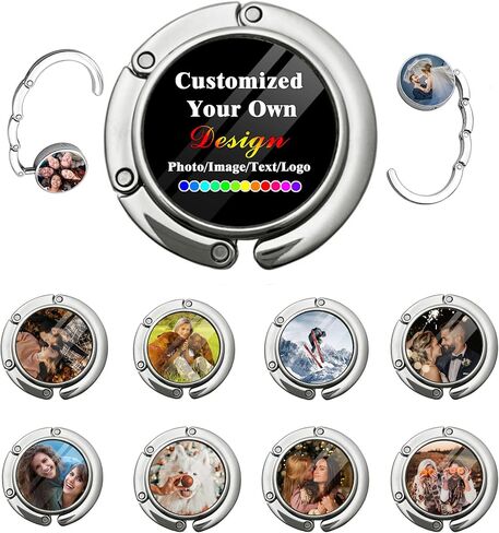 Personalized Purse Hooks Customized Graphics and Text Handbag Hangers Portable and Foldable Custom Unique Bag Hook for Men Mother Girlfriend Women Gifts, Black in Saudi Arabia