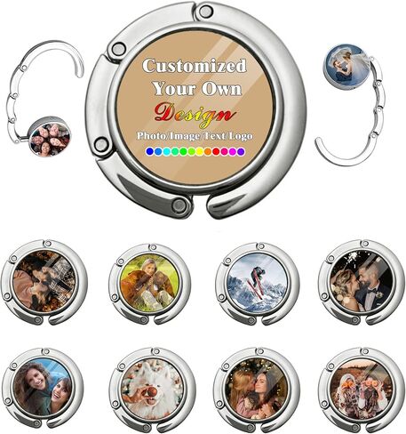 Personalized Purse Hooks Customized Graphics and Text Handbag Hangers Portable and Foldable Custom Unique Bag Hook for Men Mother Girlfriend Women Gifts, Black in Saudi Arabia