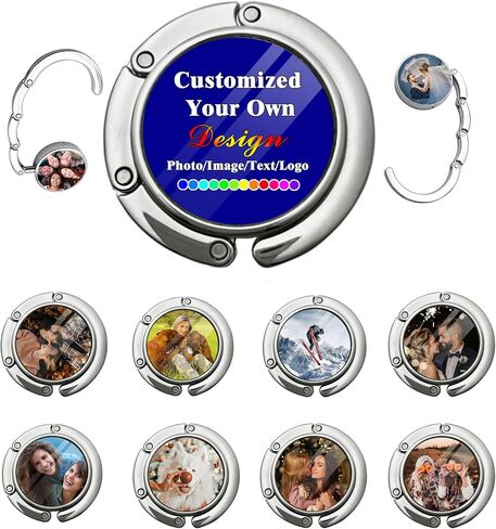 Personalized Purse Hooks Customized Graphics and Text Handbag Hangers Portable and Foldable Custom Unique Bag Hook for Men Mother Girlfriend Women Gifts, Black in Saudi Arabia