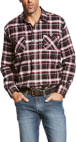 Ariat Male Rebar Flannel DuraStretch Work Shirt Cherry Mahogany 3X-Large in Saudi Arabia