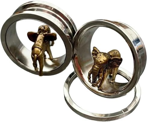 PAIR of Stunning Gold Elephant Screw Fit Tunnels - Gauges - Plugs - Body Jewelry in Saudi Arabia