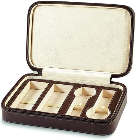 Bey-Berk Custom Personalized Genuine Leather two watches and sunglasses/eyeglasses travel case with form fitting compartments in Saudi Arabia