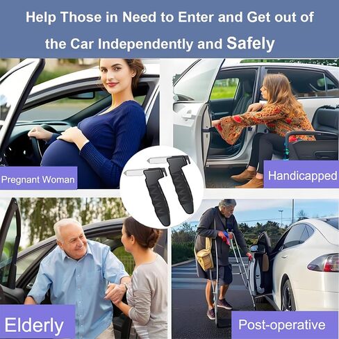 Car Door Handles for Elderly, 2 Pack Door Grab Handle Assist, Portable Cane Support for Seniors and Handicapped, Car Cane for Easily Get Out of Car, Black/Orange in Saudi Arabia