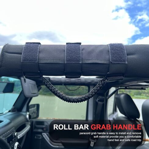 الاستيلاء على مقابض لجيب (الجيش الأخضر) ، قبض على Jeep Wrangler JL JK TJ YJ Gladiator JT 1987-2023 ، Paracord Roll Bar Grab Bandles for Jeep Accessories in Kuwait