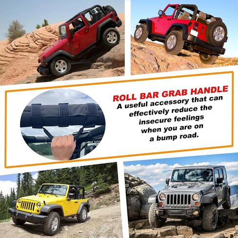 الاستيلاء على مقابض لجيب (الجيش الأخضر) ، قبض على Jeep Wrangler JL JK TJ YJ Gladiator JT 1987-2023 ، Paracord Roll Bar Grab Bandles for Jeep Accessories in Kuwait