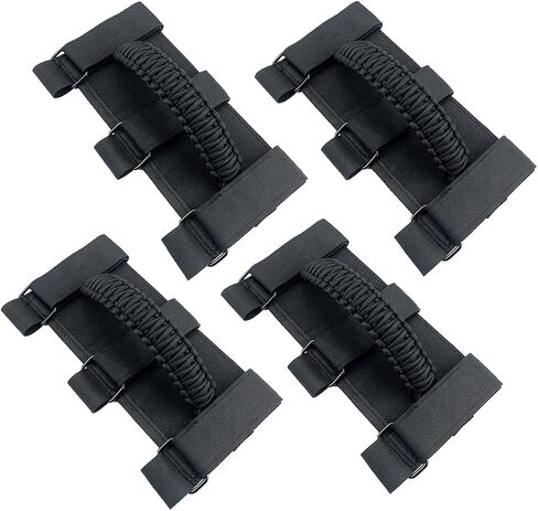 الاستيلاء على مقابض لجيب (الجيش الأخضر) ، قبض على Jeep Wrangler JL JK TJ YJ Gladiator JT 1987-2023 ، Paracord Roll Bar Grab Bandles for Jeep Accessories in Kuwait
