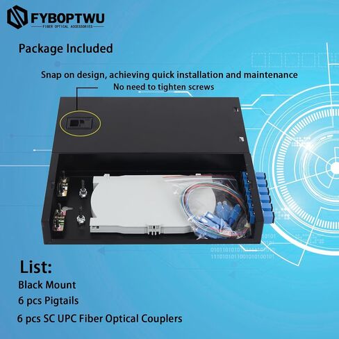 FYBOPTWU-12 Singlemode 12 Port SC-UPC Fiber Optic Rack Mount Enclosure Box & Splice Trays Fiber Cables Kit (Include Pigtail & Couplers), 12 Core LGX Loaded Patch Panel Box fits for 19" Racks Cabinet in Saudi Arabia