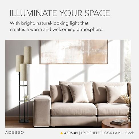 Adesso 4305-22 Trio Floor Lamp, 68.00 x 14.00 x 11.70 inches, Brushed Steel in Kuwait