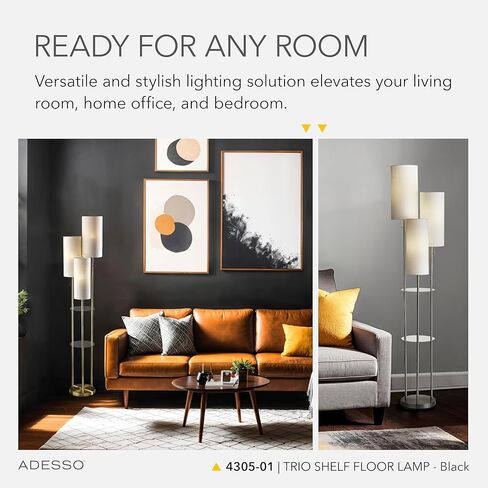 Adesso 4305-22 Trio Floor Lamp, 68.00 x 14.00 x 11.70 inches, Brushed Steel in Kuwait