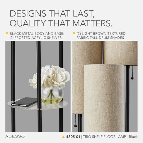 Adesso 4305-22 Trio Floor Lamp, 68.00 x 14.00 x 11.70 inches, Brushed Steel in Kuwait