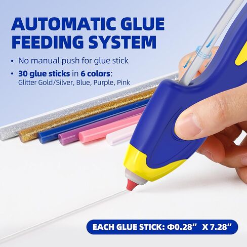 Cordless Hot Glue Gun, 6s Fast Preheating, Auto Dispensing Dripless Glue Gun with 30pcs Hot Glue Sticks (7mm x185mm), Hot Glue Pen with USB-C Rechargeable, Pink Hot Glue Gun for DIY Crafts in Saudi Arabia