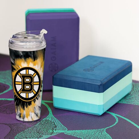 ريكو إندستريز NHL Hockey New York Islanders Team Color Tie Dye 24oz بهلوان أكريليك معدني مع غطاء مفصلي، بهلوان مزدوج الجدار مرخص رسميًا مع قش in Saudi Arabia