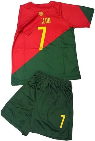 Youth Soccer Fan Jersey Portugal Sports Jersey Shirt Free Shorts (US, Age, 6 Years, 7 Years) Red in Saudi Arabia