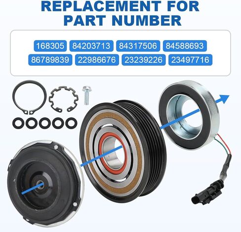 JDMON Air Conditioner AC Compressor Clutch Kit Compatible with Chevrolet Silverado 2500 3500 HD GMC Sierra 2500 3500 HD V8 6.6L 2015-2021 Replace 168305 84203713 84317506 84588693 86789839 22986676 in Saudi Arabia