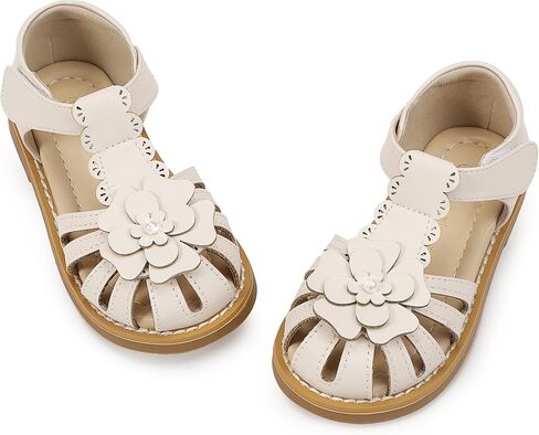 Hehainom Toddler Girls Sandals Closed Toe Flats Dress Sandals Summer Flower Kids Shoes in Saudi Arabia