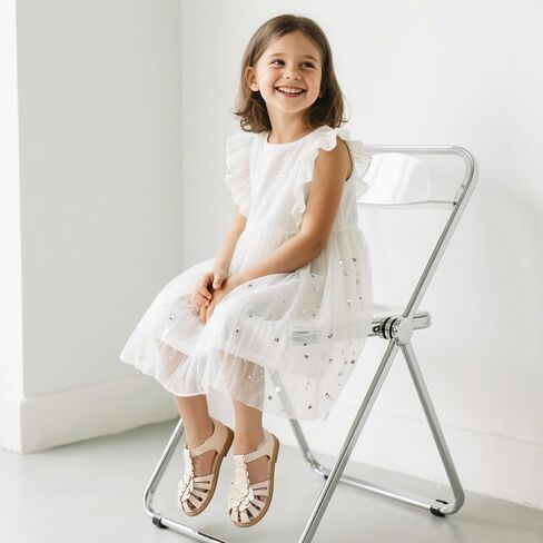 Hehainom Toddler Girls Sandals Closed Toe Flats Dress Sandals Summer Flower Kids Shoes in Saudi Arabia