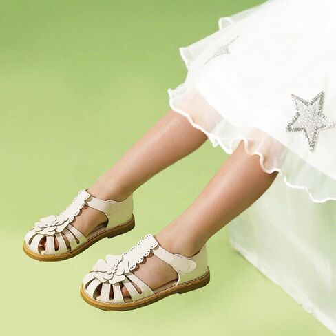 Hehainom Toddler Girls Sandals Closed Toe Flats Dress Sandals Summer Flower Kids Shoes in Saudi Arabia