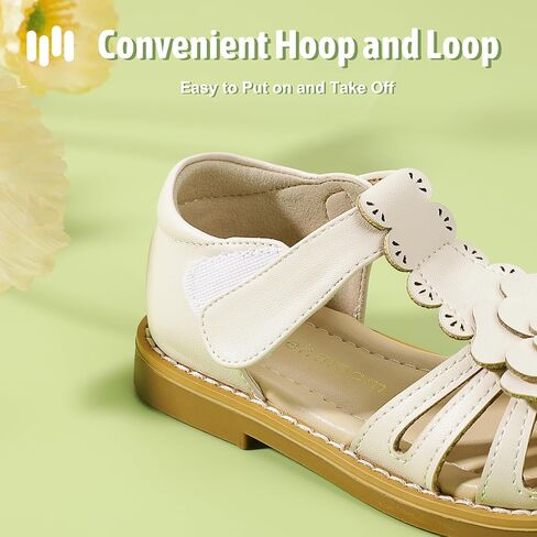 Hehainom Toddler Girls Sandals Closed Toe Flats Dress Sandals Summer Flower Kids Shoes in Saudi Arabia