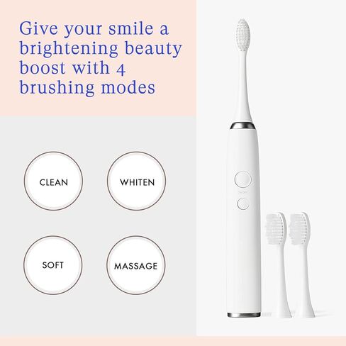 فرشاة أسنان كهربائية بالموجات فوق الصوتية من فانيتي بلانيت إيليمنتس - فضي - عناية متقدمة بالفم مع قاعدة شاحن للتعقيم بالأشعة فوق البنفسجية مع 3 رؤوس بديلة - فعالة بنسبة 99.9% في الحفاظ على نظافة أسنانك in Kuwait