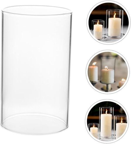 Eringogo Clear Glass Candle حامل الأكمام ذات الأكمام الأسطوانية ظلال إعصار للشموع الشمسية الأنيقة ديكور المنزل لحفلات الزفاف المآدب الأنيقة الشفافة in Kuwait