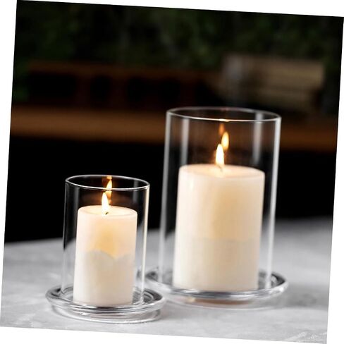 Eringogo Clear Glass Candle حامل الأكمام ذات الأكمام الأسطوانية ظلال إعصار للشموع الشمسية الأنيقة ديكور المنزل لحفلات الزفاف المآدب الأنيقة الشفافة in Kuwait