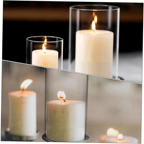 Eringogo Clear Glass Candle حامل الأكمام ذات الأكمام الأسطوانية ظلال إعصار للشموع الشمسية الأنيقة ديكور المنزل لحفلات الزفاف المآدب الأنيقة الشفافة in Kuwait
