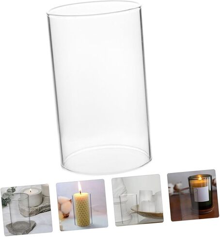 Eringogo Clear Glass Candle حامل الأكمام ذات الأكمام الأسطوانية ظلال إعصار للشموع الشمسية الأنيقة ديكور المنزل لحفلات الزفاف المآدب الأنيقة الشفافة in Kuwait