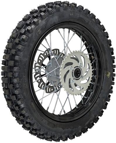 RedCap 14" Rear Tire Rim 90/100-14 Wheel Assembly with 12mm Axle Hub Brake Rotor & Sprocket Compatible 125cc 140cc 150cc 160cc Dirt Pit Bikes KLX65 Apollo Kayo SSR CRF70 TTR110 in Saudi Arabia