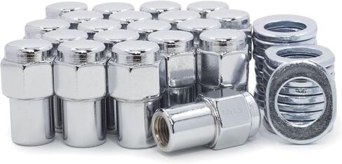 20 LUG NUTS 12x1.5 Chrome Flat Top 75 Shank Center Washers Steel for Pontiac ، for Olds ، for GMC ، for Chevy ، for Buick in Kuwait