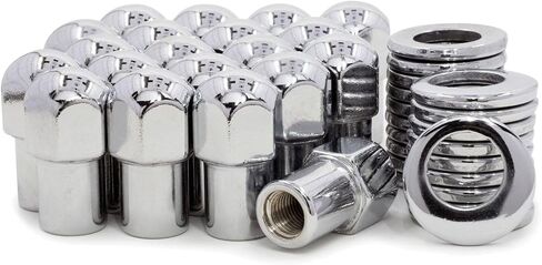 20 LUG NUTS 12x1.5 Chrome Dome Top 75 Shank Grofse Hole Washers Steel for Pontiac ، for Olds ، for GMC ، for Chevy ، for Buick in Saudi Arabia