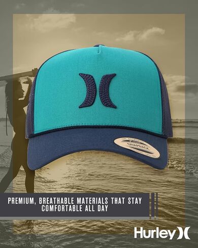 Hurley Men's Trucker Hat - High Icon Snap Back Comfortable Curved Bill with Adjustable Snap Closure - Trucker Hats for Men in Kuwait