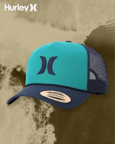 Hurley Men's Trucker Hat - High Icon Snap Back Comfortable Curved Bill with Adjustable Snap Closure - Trucker Hats for Men in Kuwait