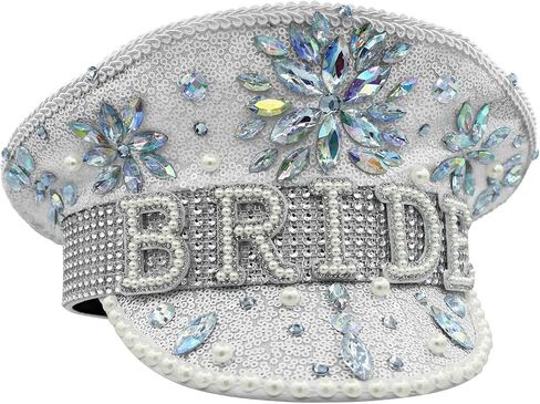 Nicky Bigs Novelties Womens Sequin Bling Bride Captain Hat Sailor Bridal Festival Costume Accessory in Saudi Arabia