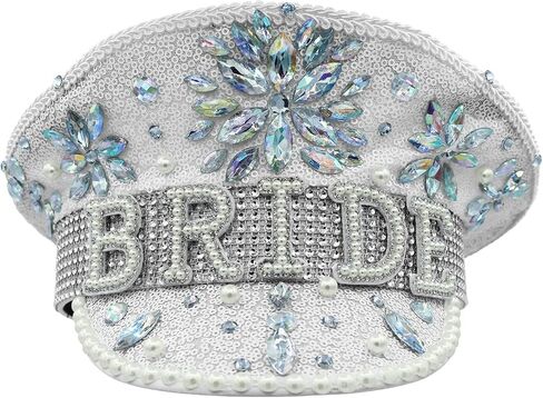 Nicky Bigs Novelties Womens Sequin Bling Bride Captain Hat Sailor Bridal Festival Costume Accessory in Saudi Arabia