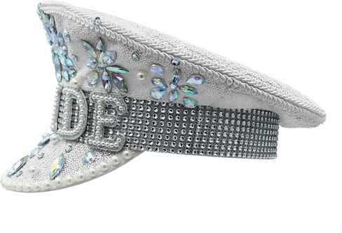 Nicky Bigs Novelties Womens Sequin Bling Bride Captain Hat Sailor Bridal Festival Costume Accessory in Saudi Arabia
