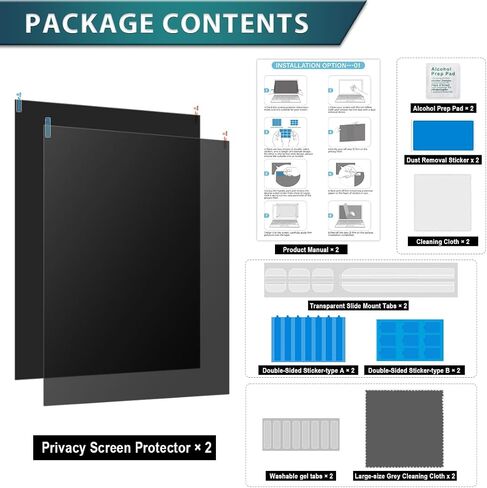 STARY 2-Pack 14-Inch Laptop Privacy Screen Filter for 16:10 Widescreen Display, Removable Laptop Screen Protector, Anti-Glare & Blue Light Laptop Privacy Screen Shield in Saudi Arabia