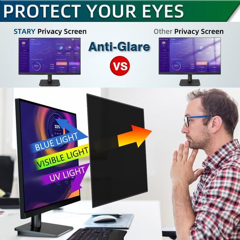 STARY 2-Pack 14-Inch Laptop Privacy Screen Filter for 16:10 Widescreen Display, Removable Laptop Screen Protector, Anti-Glare & Blue Light Laptop Privacy Screen Shield in Kuwait
