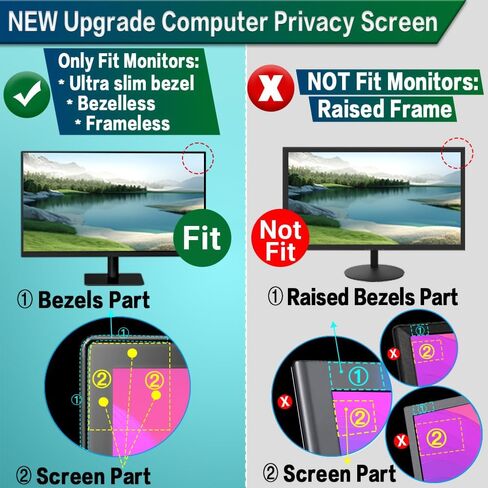 STARY 2-Pack 14-Inch Laptop Privacy Screen Filter for 16:10 Widescreen Display, Removable Laptop Screen Protector, Anti-Glare & Blue Light Laptop Privacy Screen Shield in Kuwait