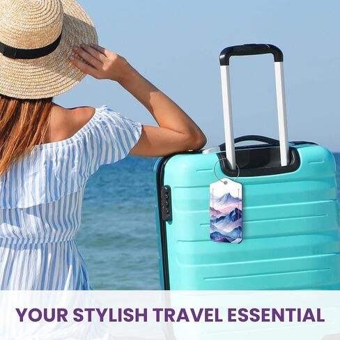 2 علامات الأمتعة حزمة لحقائب ، وعلامات اسم جلدية لطيف مع غطاء الخصوصية وحلقات الفولاذ المقاوم للصدأ ، وعلامات معرف السفر للنساء والرجال - الزهرة البرية in Kuwait