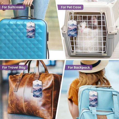 2 علامات الأمتعة حزمة لحقائب ، وعلامات اسم جلدية لطيف مع غطاء الخصوصية وحلقات الفولاذ المقاوم للصدأ ، وعلامات معرف السفر للنساء والرجال - الزهرة البرية in Kuwait