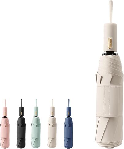 المظلة المدمجة القابلة للطي على الطراز الفرنسي مع 7 سم (2.76 بوصة) شرائط وحلقة/8RIBS/محمولة خفيفة الوزن/حماية/UV/UV 50/Parasol/Rainproof/Rain/Backpack/Car/Women Kid in Kuwait